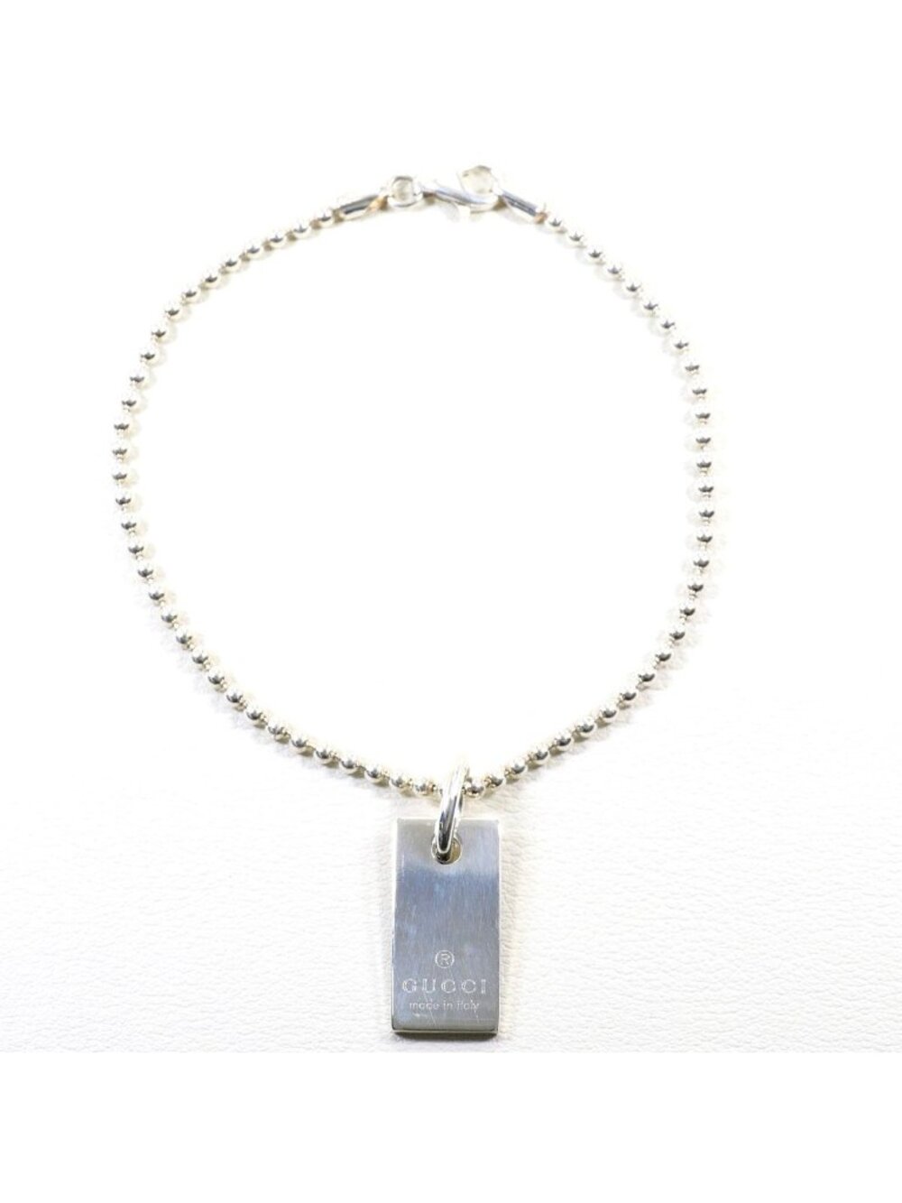 Gucci Logo Plate 925 Sterling Silver Bracelet 18